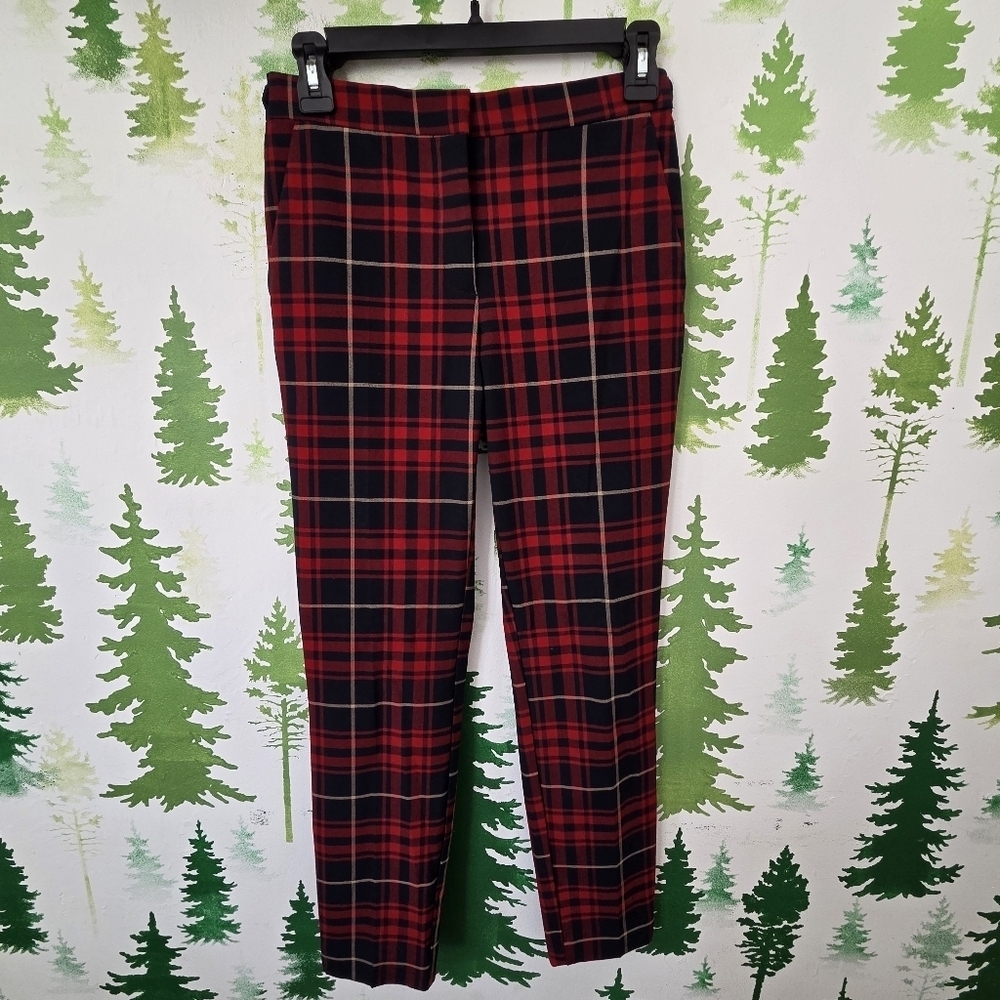 Zara Red and Black Plaid Women's Pants